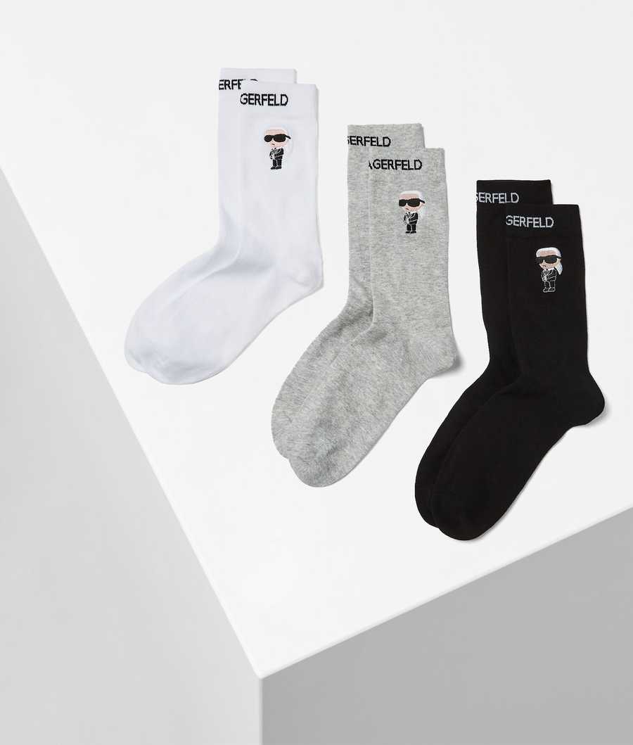 Black / White / Grey Men\'s Karl Lagerfeld K/Ikonik 2.0 Socks 3 Pack Underwear | AE502QEPN