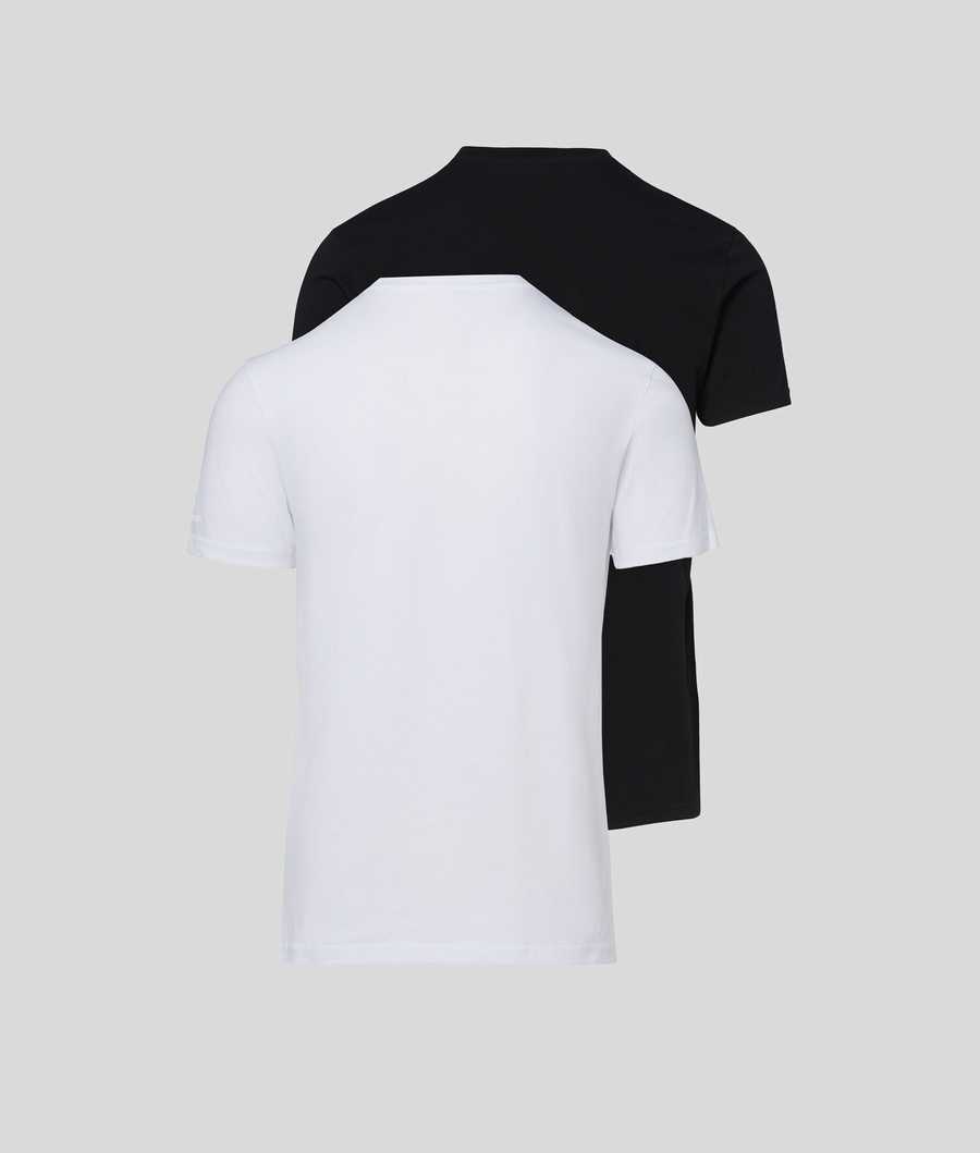 Black / White Men's Karl Lagerfeld Crew-neck T-shirt – 2 Pack Underwear | AE239LUME