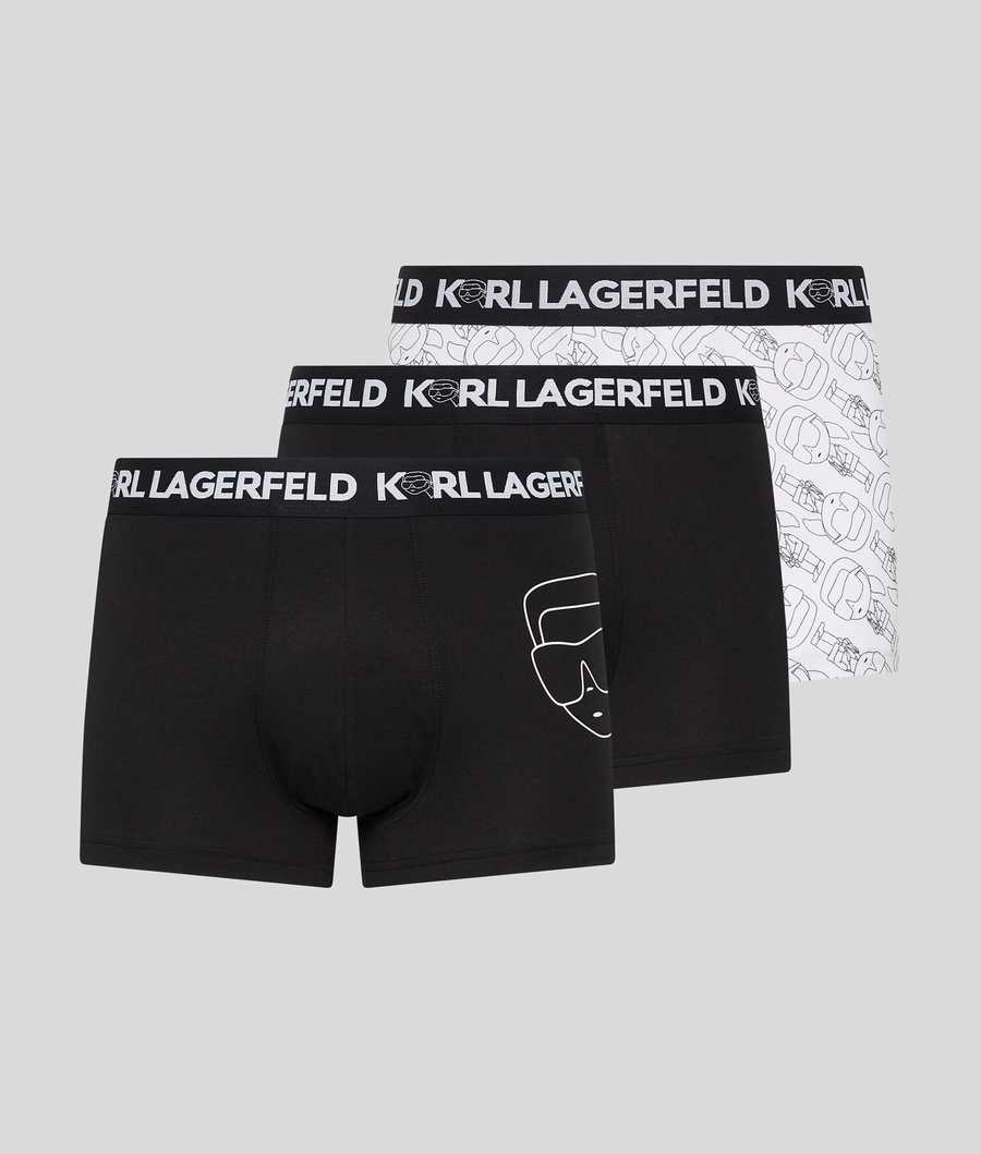 Black / White Men\'s Karl Lagerfeld Ikonik 2.0 Trunks – 3 Pack Underwear | AE192TCUG