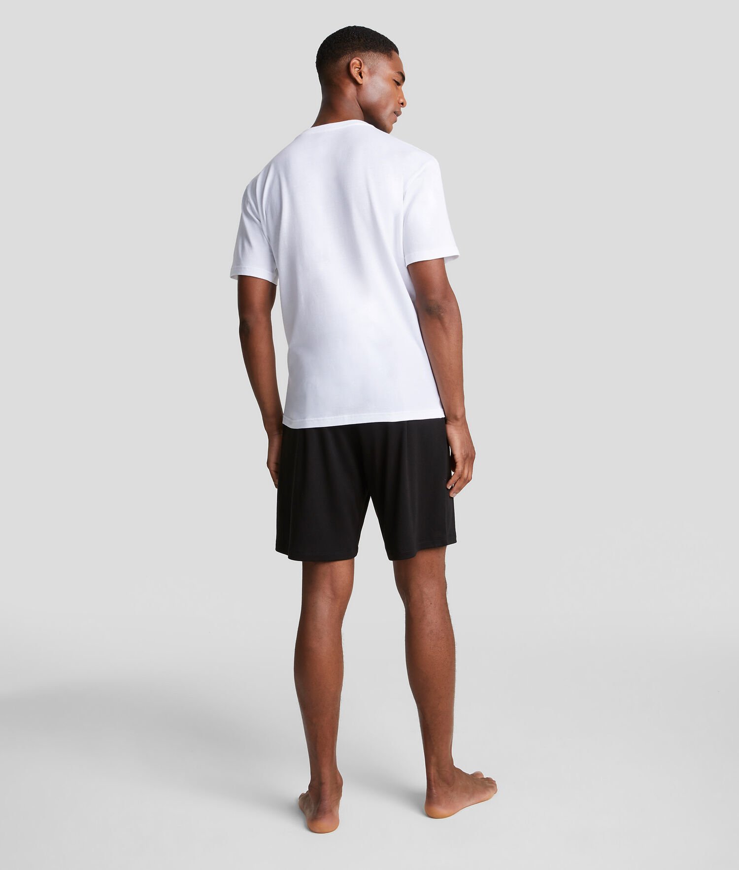 Black / White Men's Karl Lagerfeld Ikonik Karl Shorts Tee Set Loungewear | AE289ZBGE