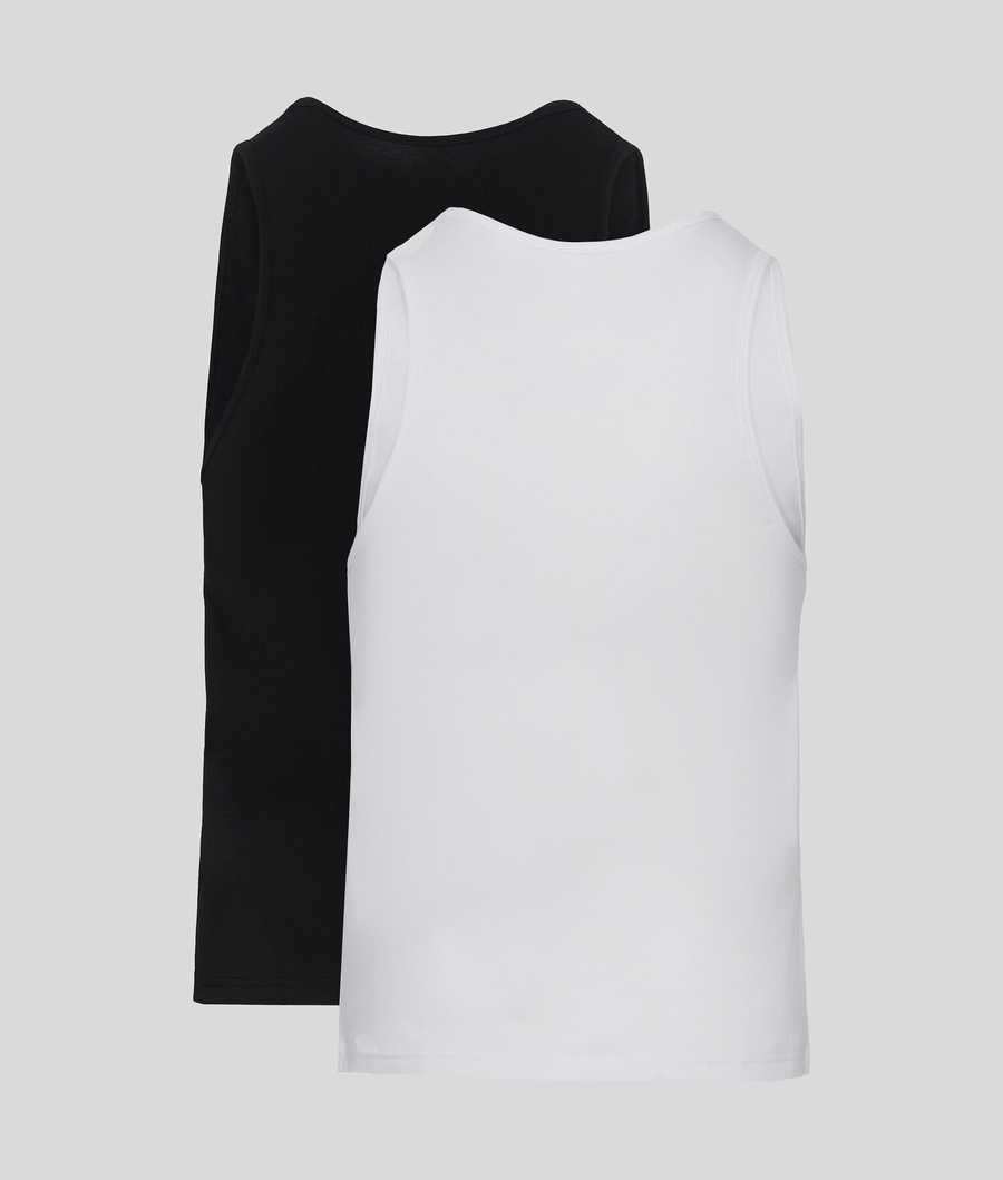 Black / White Men's Karl Lagerfeld Tank Top - 2 Pack Underwear | AE376COZJ