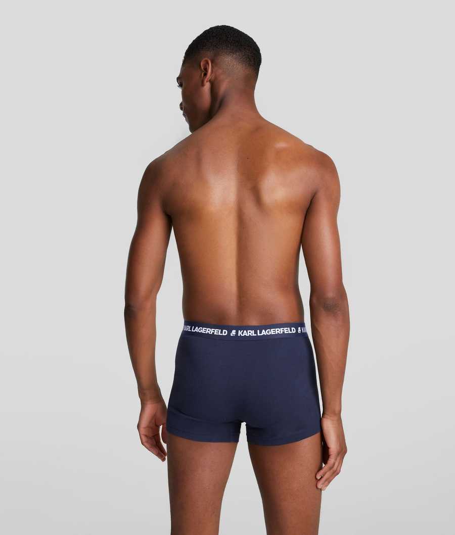 Black / White / Navy Men's Karl Lagerfeld Karl Logo Monochrome Trunks - 3 Pack Underwear | AE039KTDS