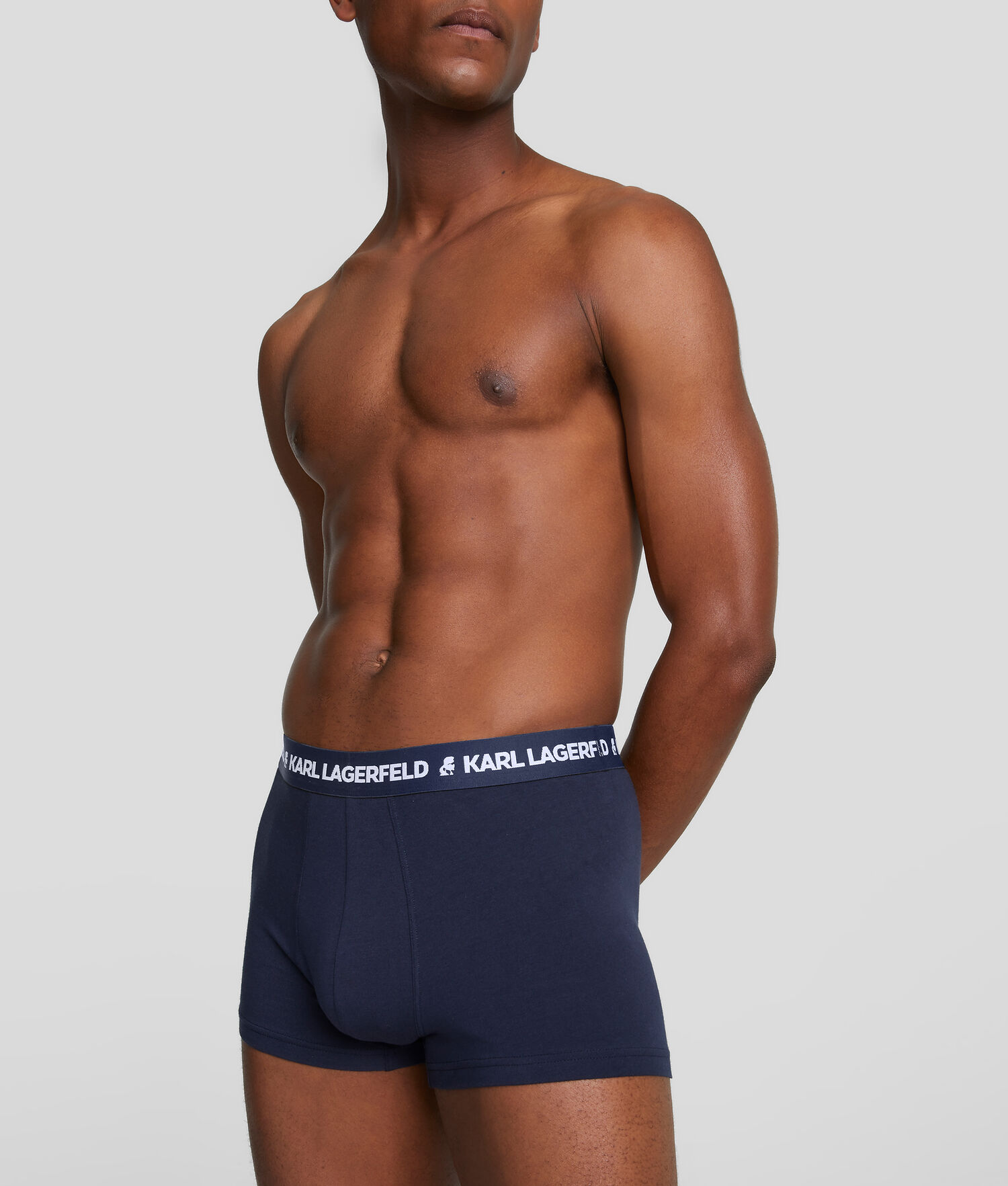 Black / White / Navy Men's Karl Lagerfeld Karl Logo Monochrome Trunks - 3 Pack Underwear | AE039KTDS