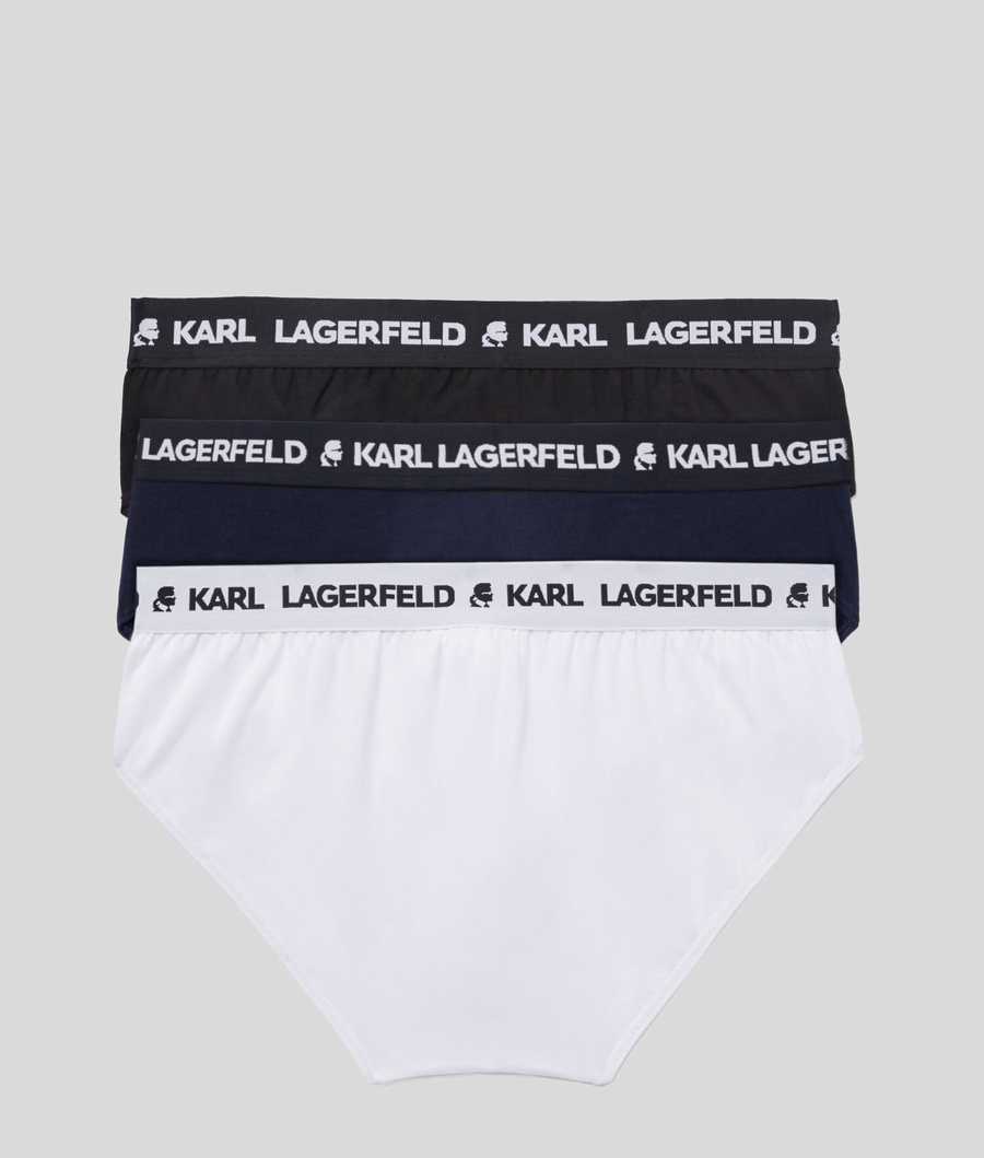 Black / White / Navy Men's Karl Lagerfeld Logo Briefs 3-pack Underwear | AE402GFNJ