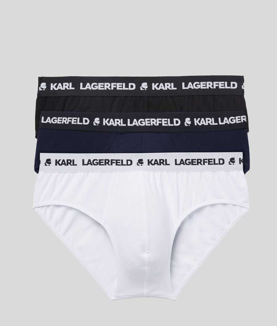 Black / White / Navy Men\'s Karl Lagerfeld Logo Briefs 3-pack Underwear | AE402GFNJ