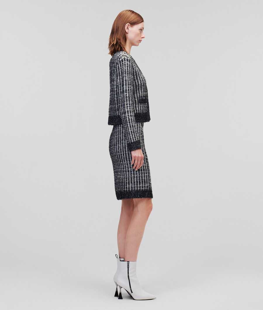 Black / White Women's Karl Lagerfeld BOUCLÉ Pencil Skirts | AE791VQNT