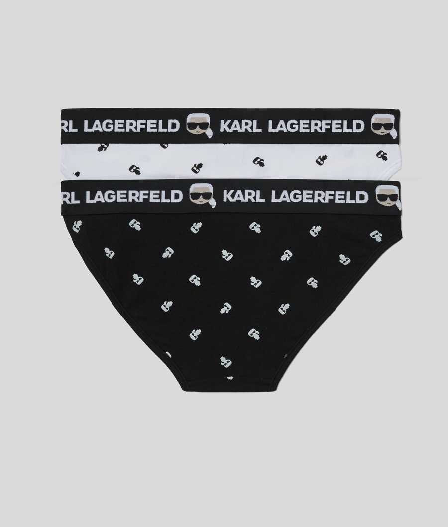 Black / White Women's Karl Lagerfeld Ikonik Karl Briefs - 2 Pack Underwear | AE123PTZN