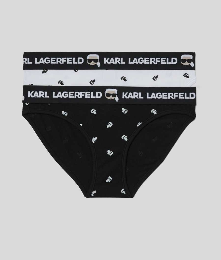 Black / White Women\'s Karl Lagerfeld Ikonik Karl Briefs - 2 Pack Underwear | AE123PTZN