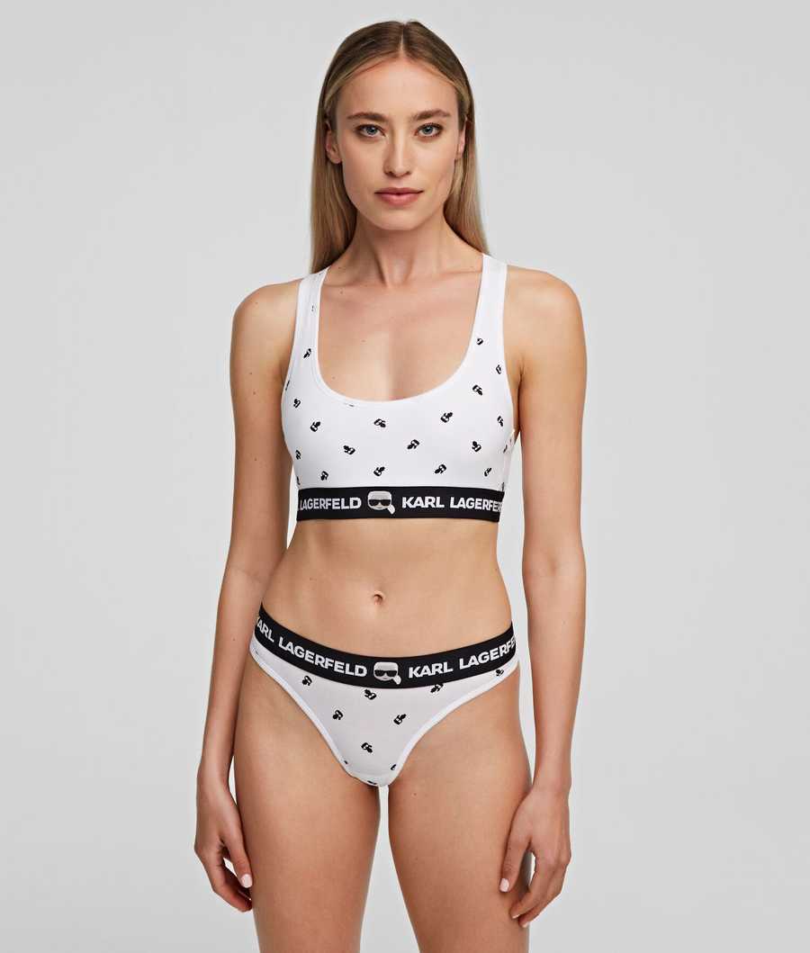 Black / White Women's Karl Lagerfeld Ikonik Karl Thong - 2 Pack Underwear | AE572DJFZ