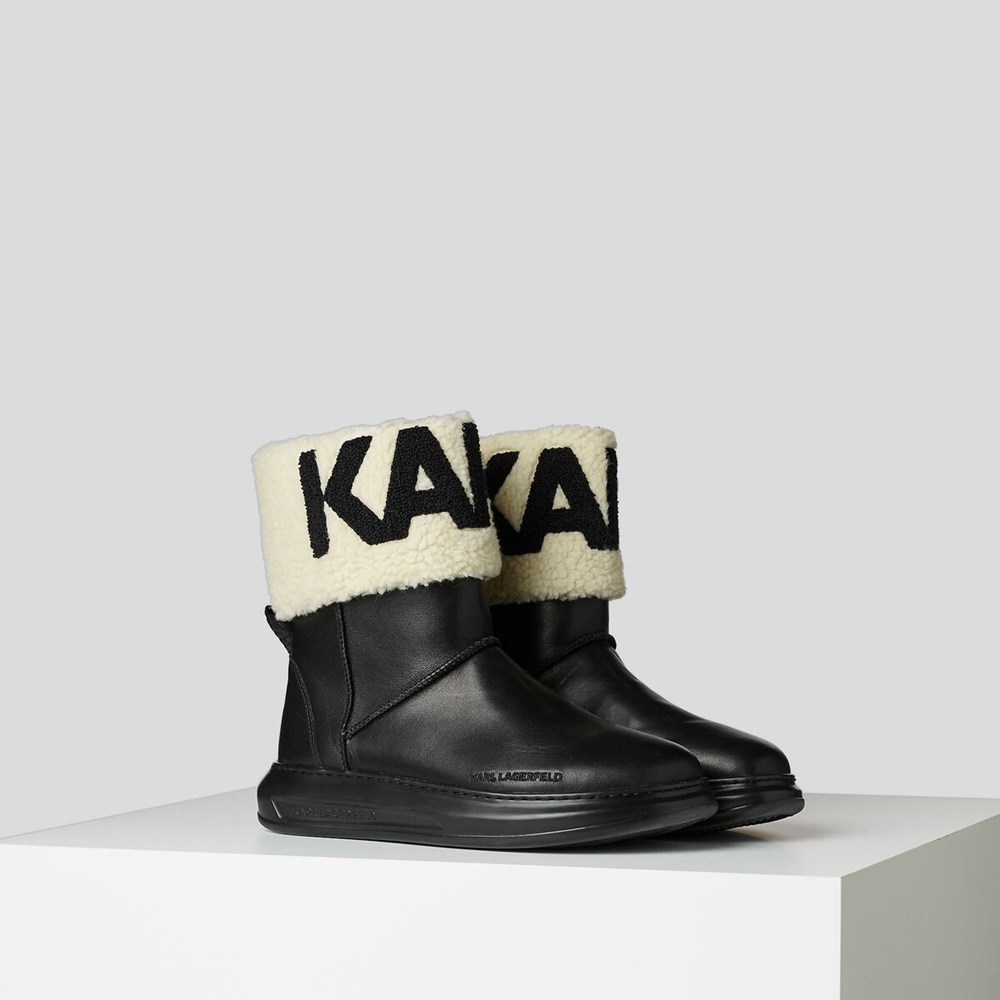 Black / White Women's Karl Lagerfeld Kapri Kosi Karl Logo Ankle Boots | AE678PXRO