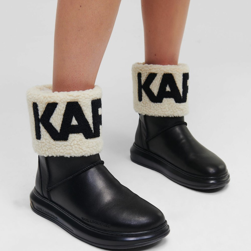 Black / White Women\'s Karl Lagerfeld Kapri Kosi Karl Logo Ankle Boots | AE678PXRO