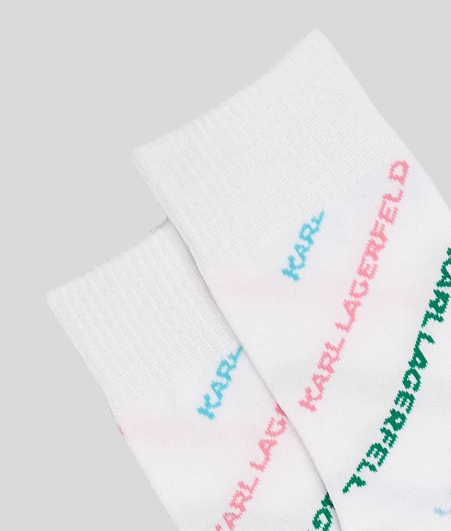 Black / White Women's Karl Lagerfeld Karl Future Logo Socks - 2 Pack Underwear | AE079CMIJ