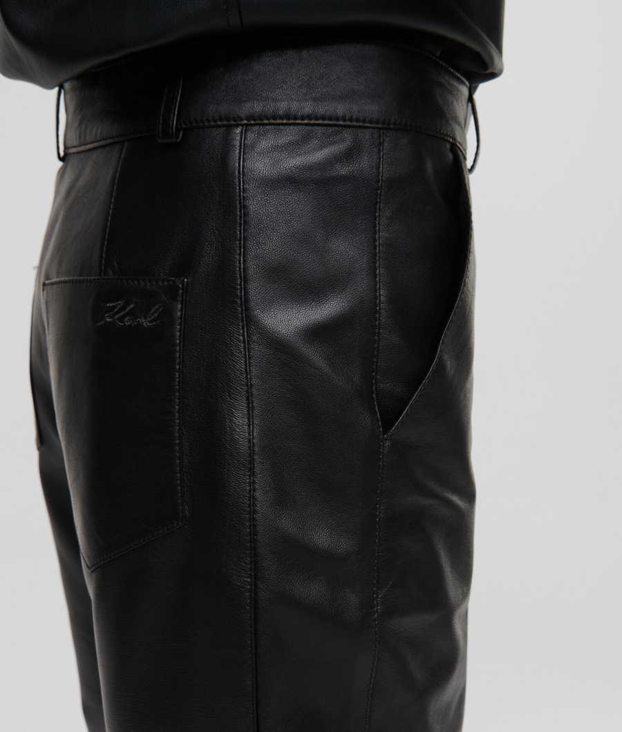 Black Women's Karl Lagerfeld Athleisure Leather Pants | AE576UYDH