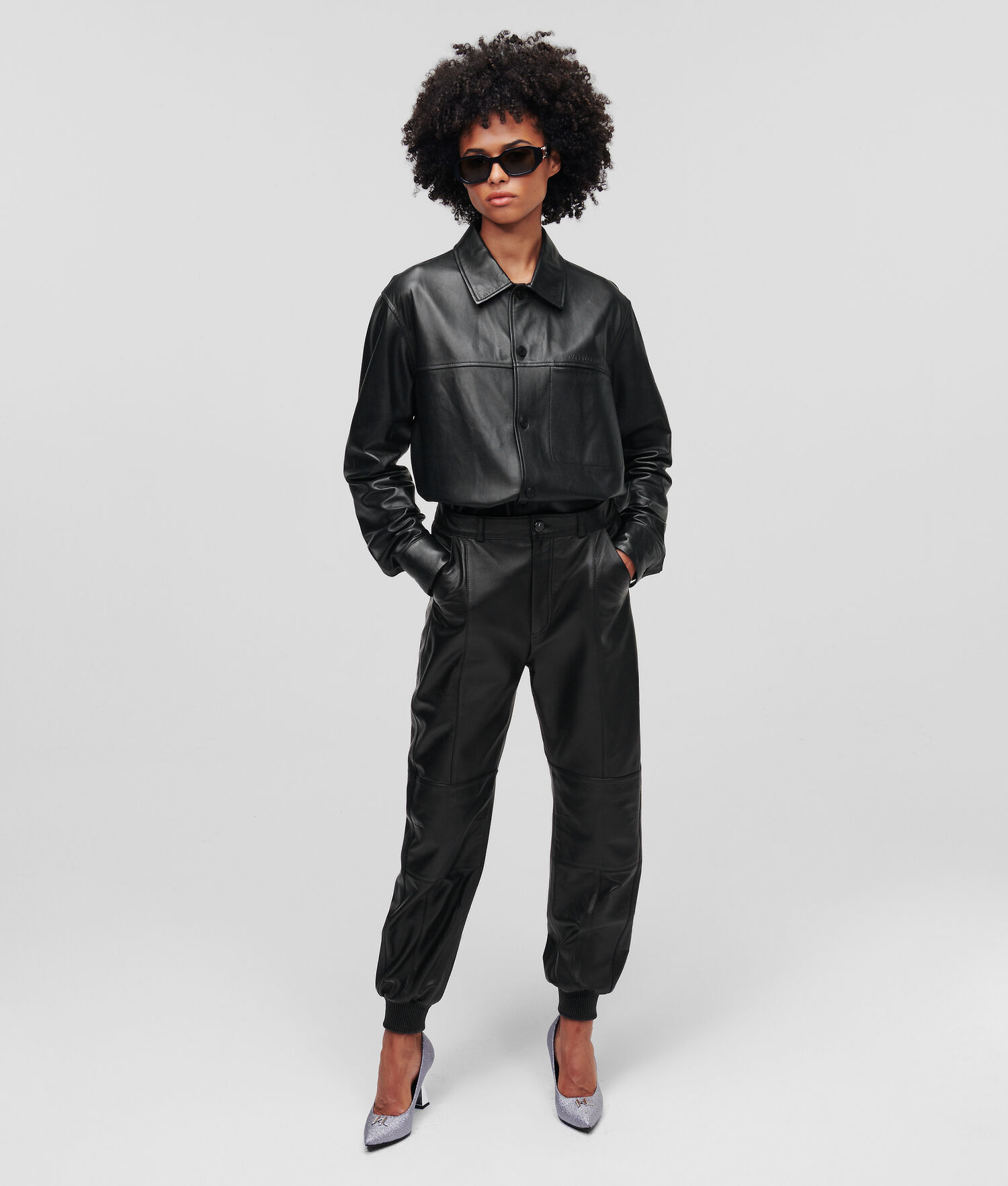 Black Women's Karl Lagerfeld Athleisure Leather Pants | AE576UYDH