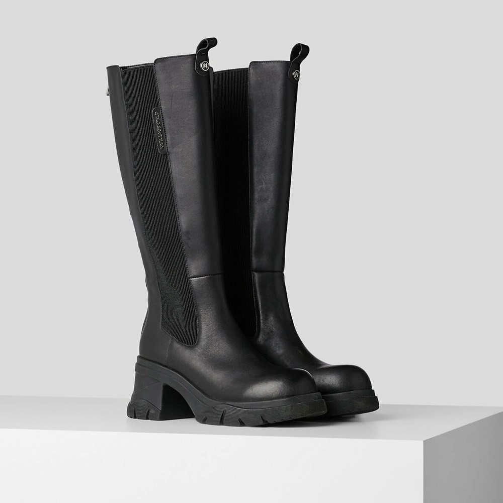 Black Women's Karl Lagerfeld Bridger High Leg Gore Boots | AE574LQSJ