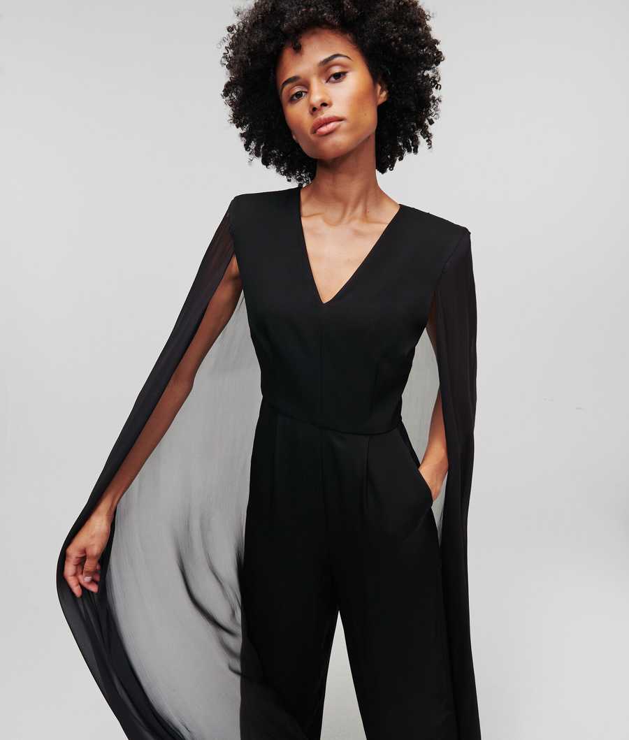 Black Women's Karl Lagerfeld Caped Dresses | AE493QHOS