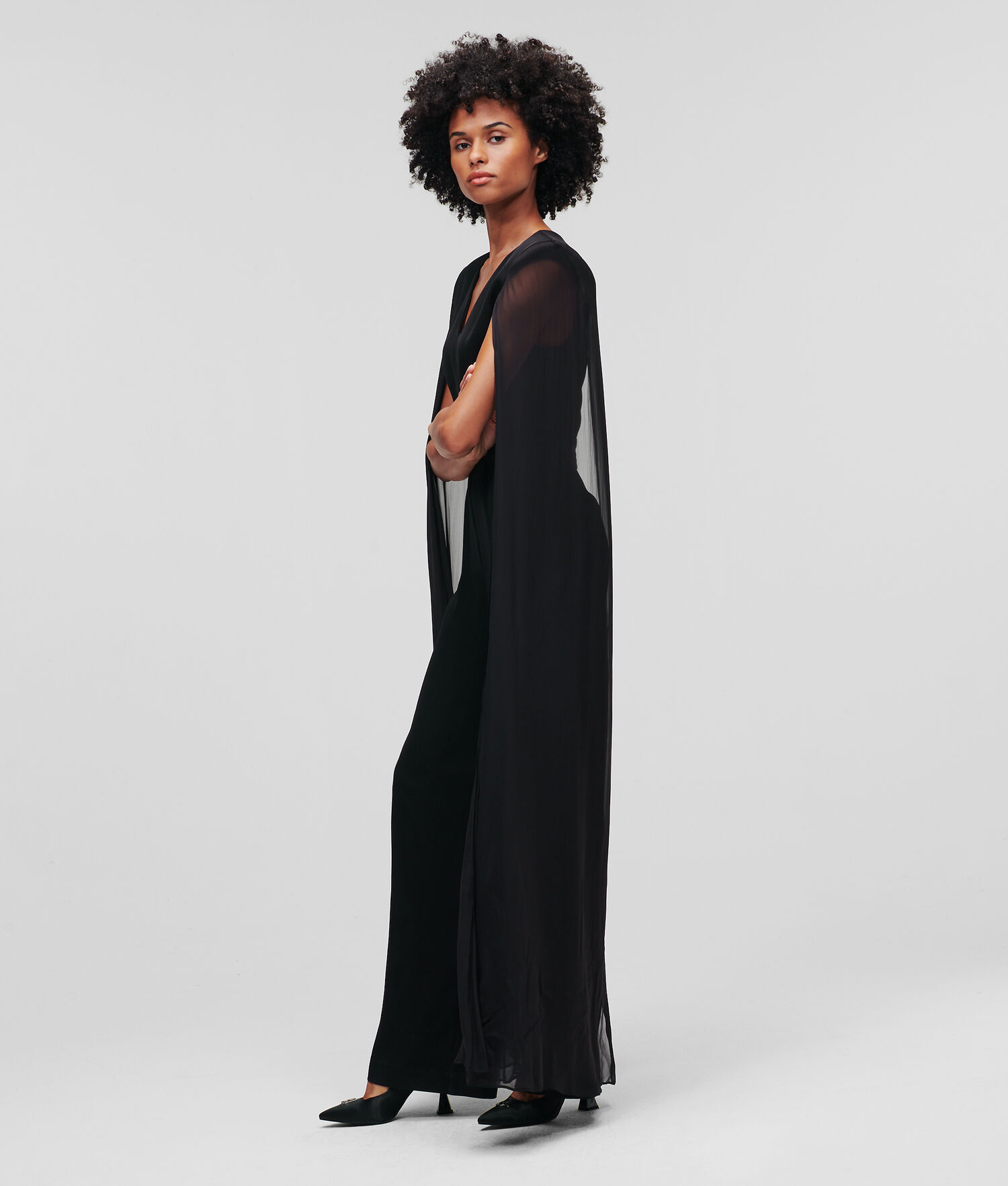 Black Women's Karl Lagerfeld Caped Dresses | AE493QHOS