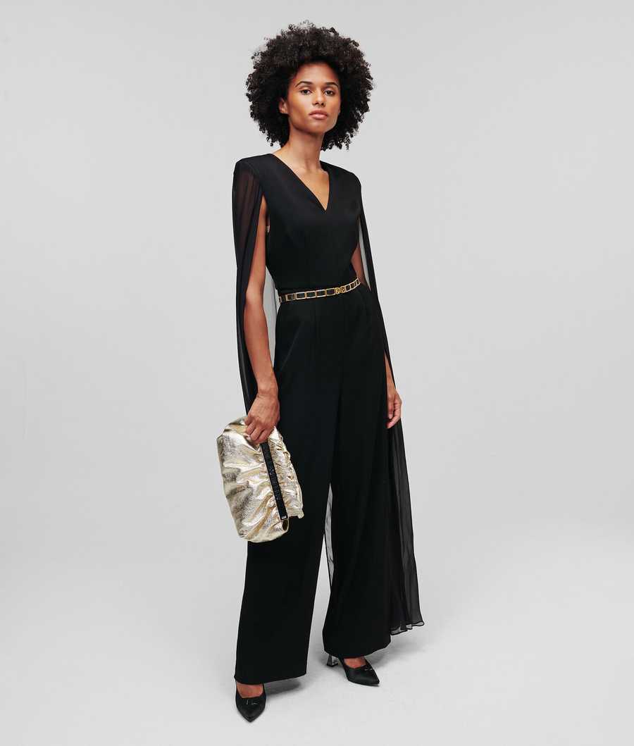 Black Women's Karl Lagerfeld Caped Dresses | AE493QHOS