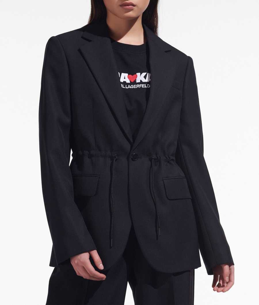 Black Women's Karl Lagerfeld Cara Loves Karl Drawstring-waist Blazers | AE169QGZH