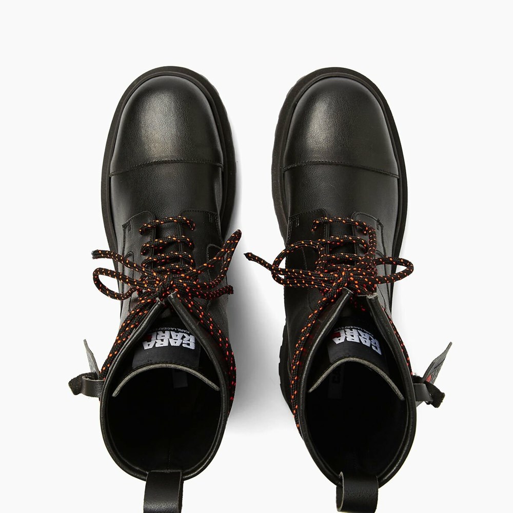 Black Women's Karl Lagerfeld Cara Loves Karl Lace-up Biker Boots | AE268EBQN