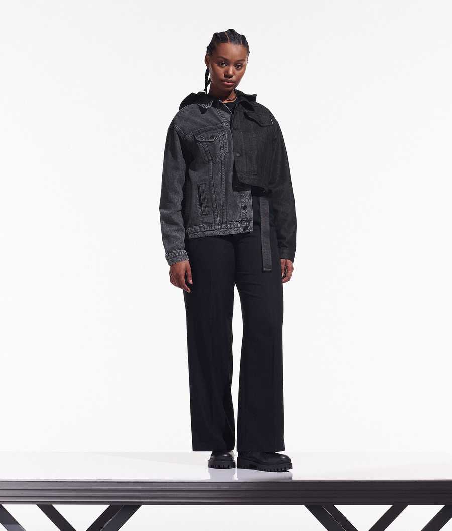 Black Women's Karl Lagerfeld Cara Loves Karl Cropped Denim Jackets | AE496ORIP