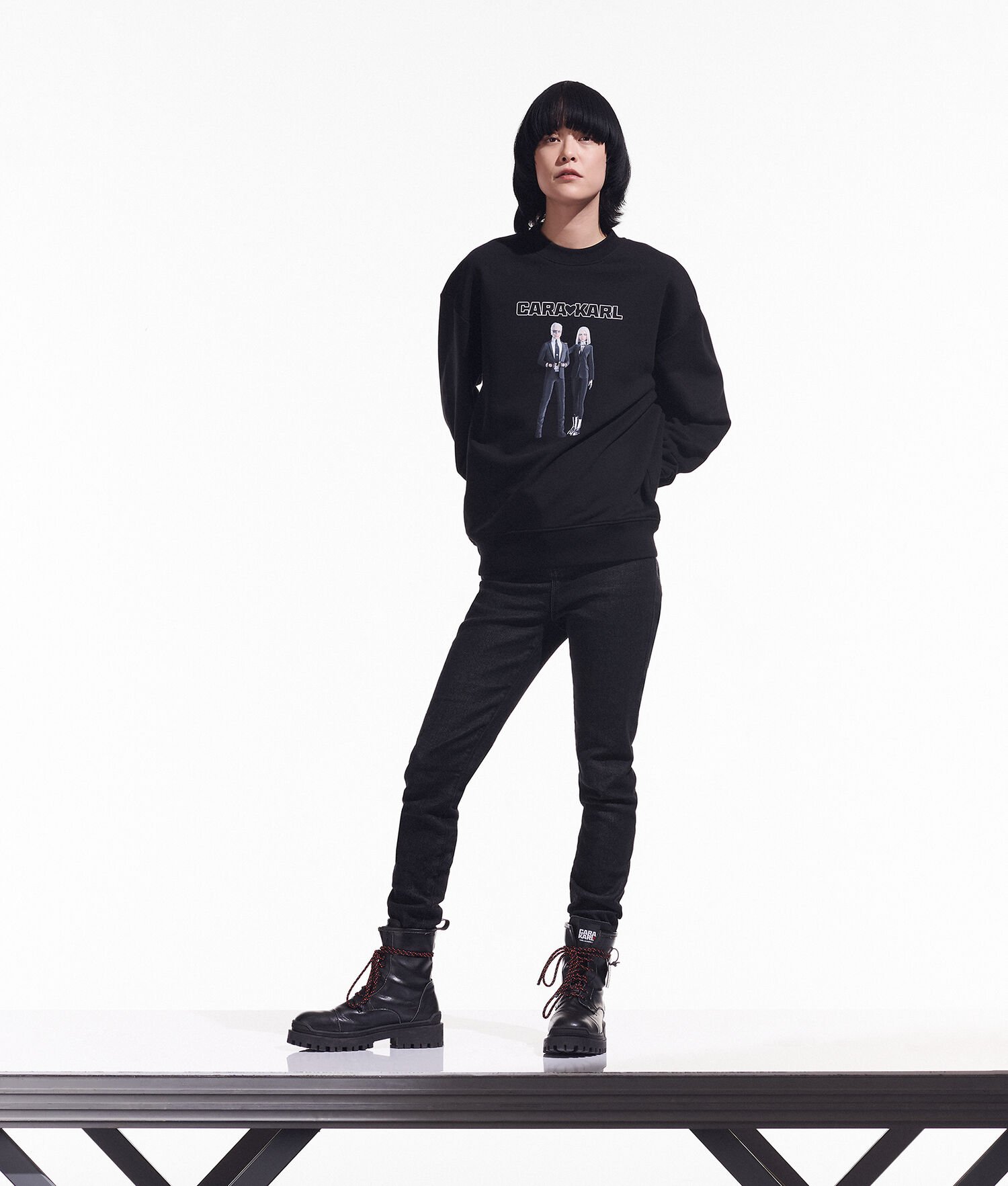 Black Women's Karl Lagerfeld Cara Loves Karl Avatar Sweatshirts | AE803NPIO