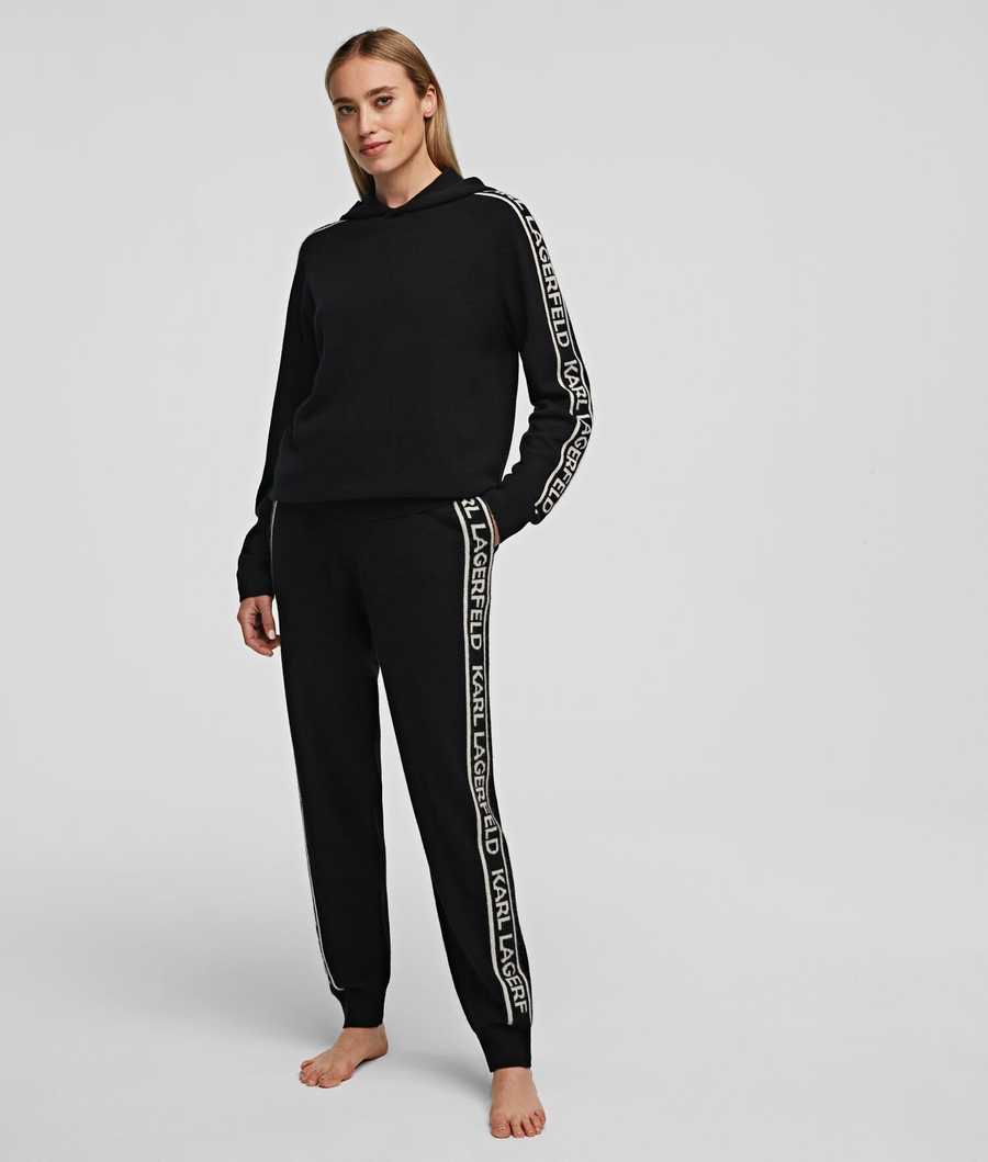 Black Women's Karl Lagerfeld Cashmere Hoodie Loungewear | AE508HVLI