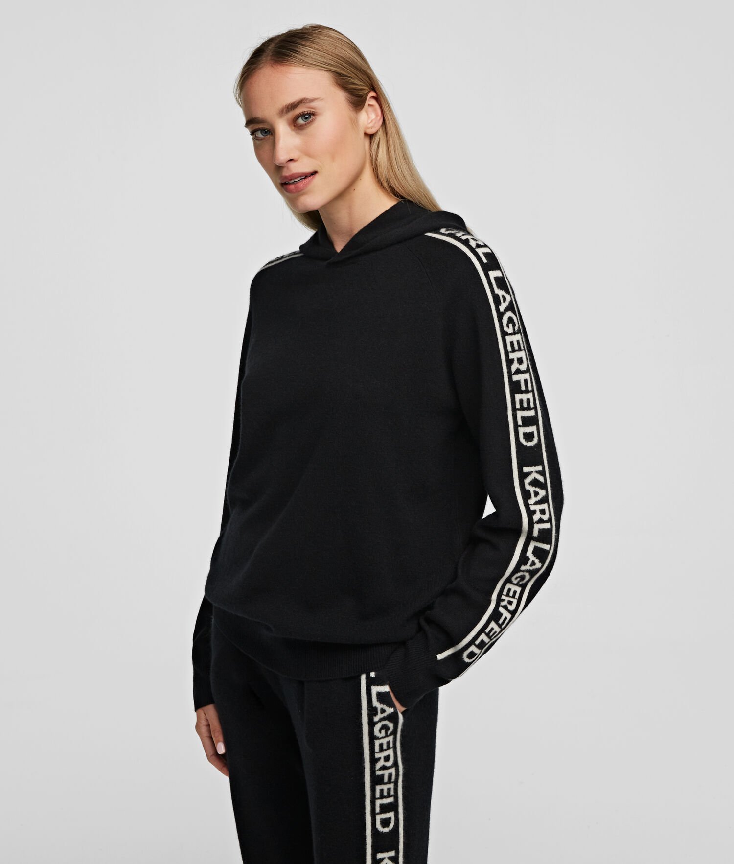 Black Women\'s Karl Lagerfeld Cashmere Hoodie Loungewear | AE508HVLI