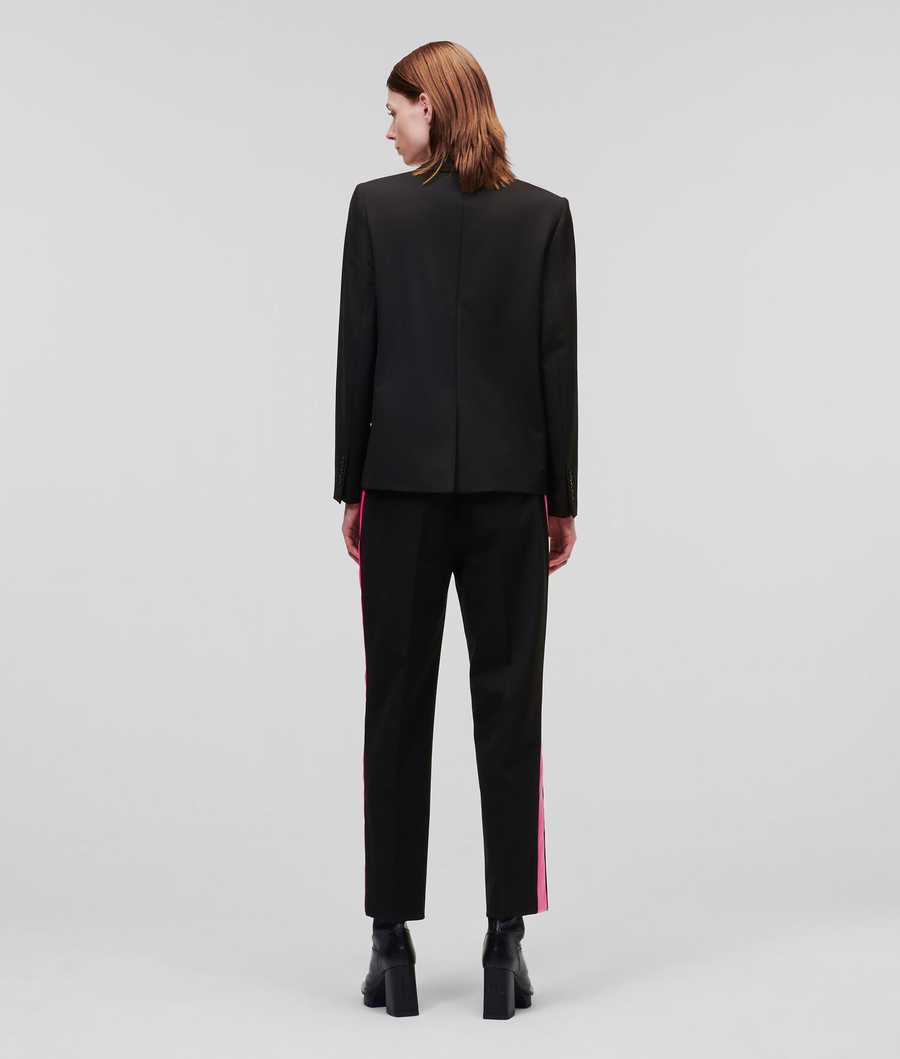 Black Women's Karl Lagerfeld Colour-pop Lapel Tailored Blazers | AE456MYDZ