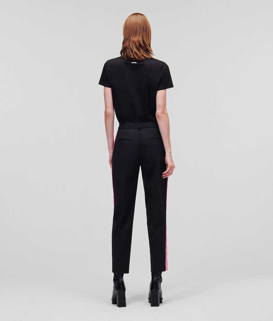 Black Women's Karl Lagerfeld Colour-pop Tailored Pants | AE625UVHD