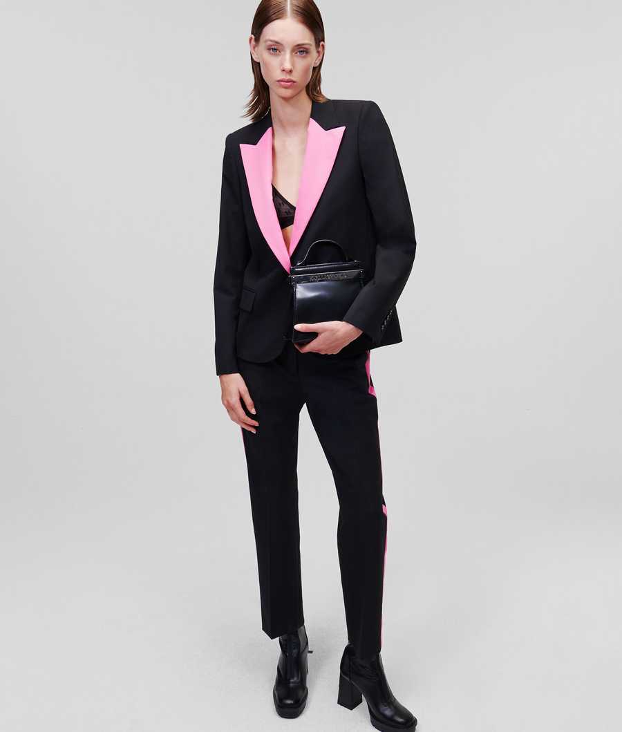 Black Women's Karl Lagerfeld Colour-pop Tailored Pants | AE625UVHD