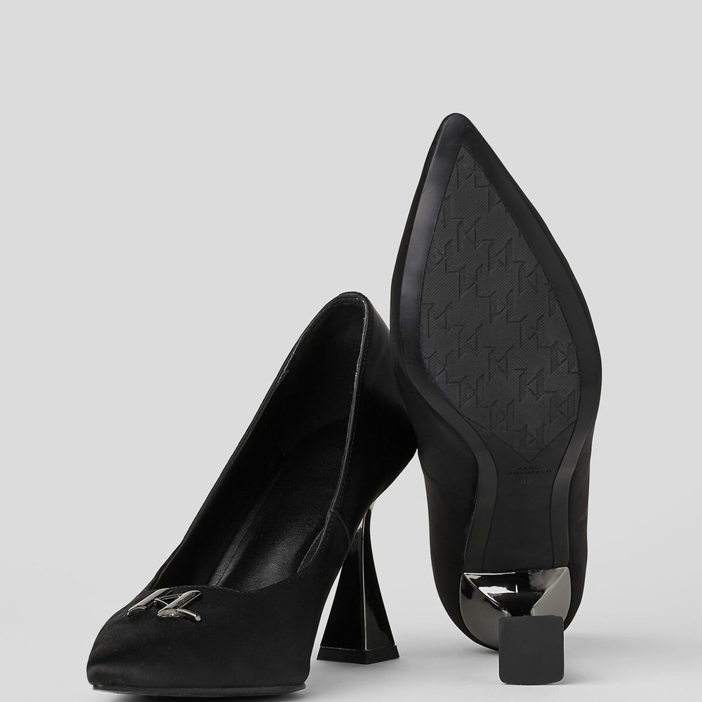 Black Women's Karl Lagerfeld Debut Brooch Court Shoes High Heels | AE314FCZU