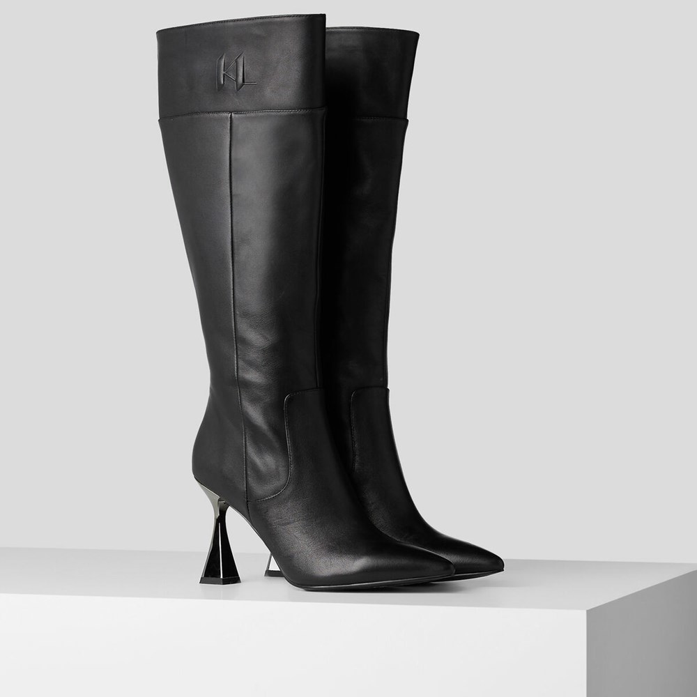 Black Women\'s Karl Lagerfeld Debut Hi Leg Boots | AE097IXEN