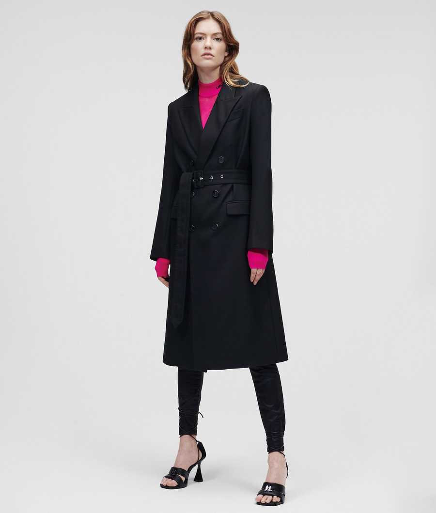 Black Women's Karl Lagerfeld Double-breasted Tailored Coats | AE046VXFG