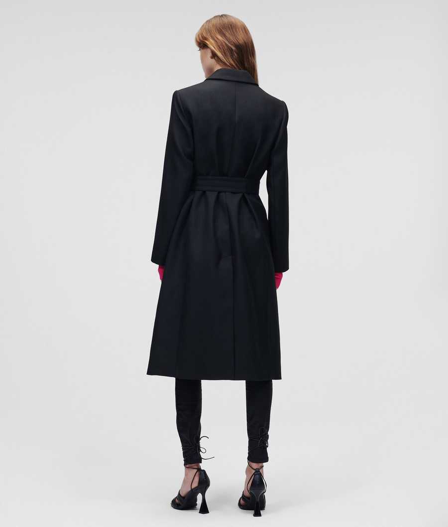 Black Women's Karl Lagerfeld Double-breasted Tailored Coats | AE046VXFG