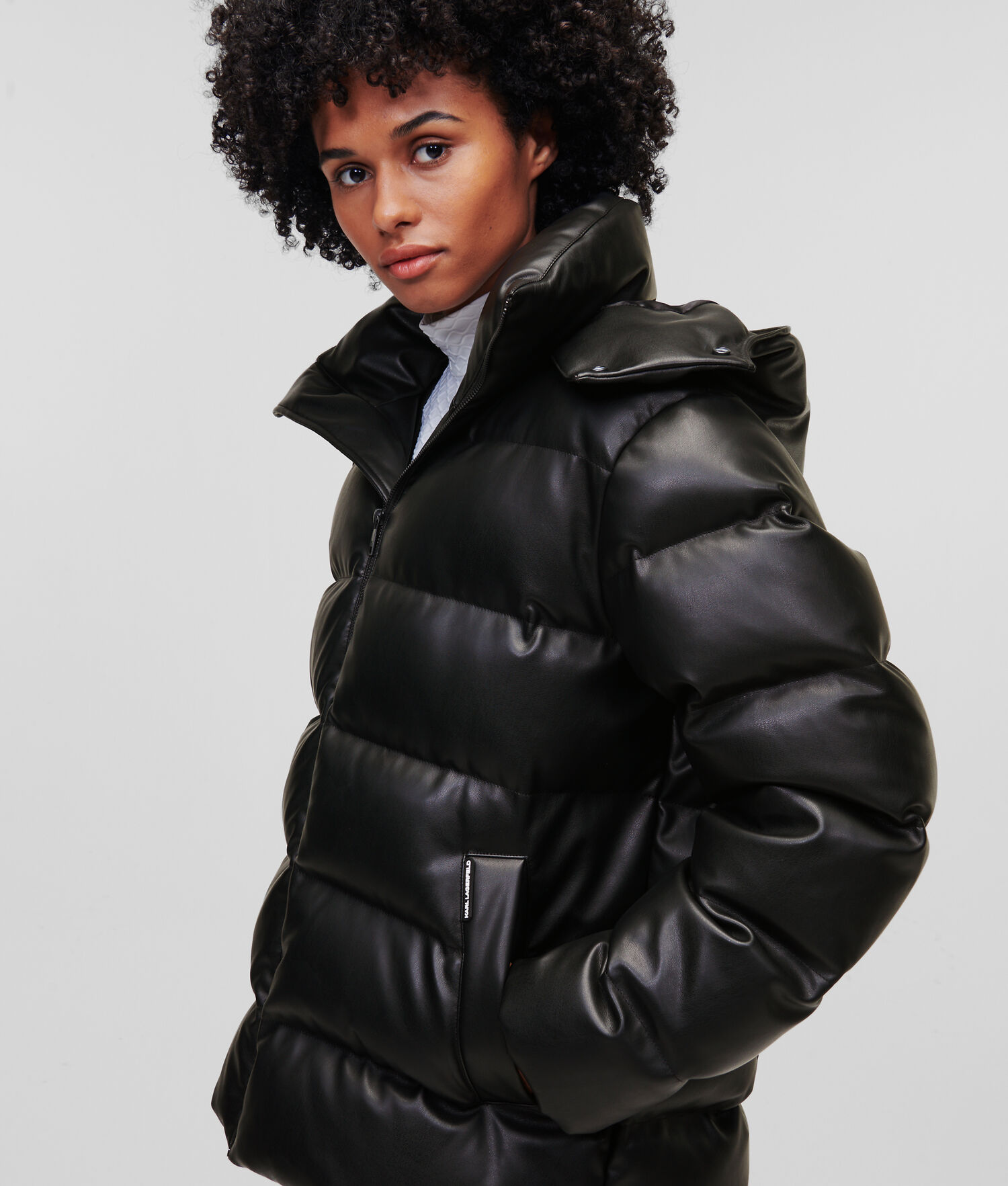 Black Women\'s Karl Lagerfeld Faux-leather Down Jackets | AE438FIHM