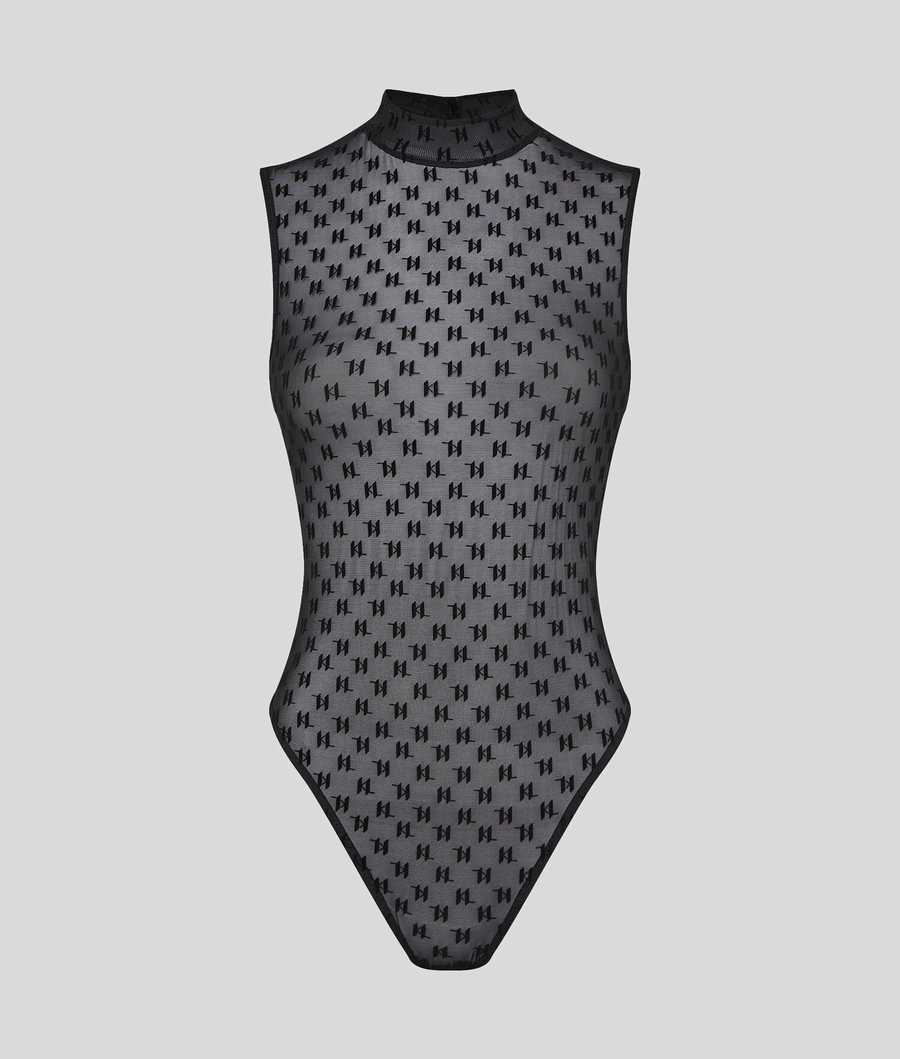 Black Women's Karl Lagerfeld High-neck Kl Monogram Bodysuit Underwear | AE194UWLY