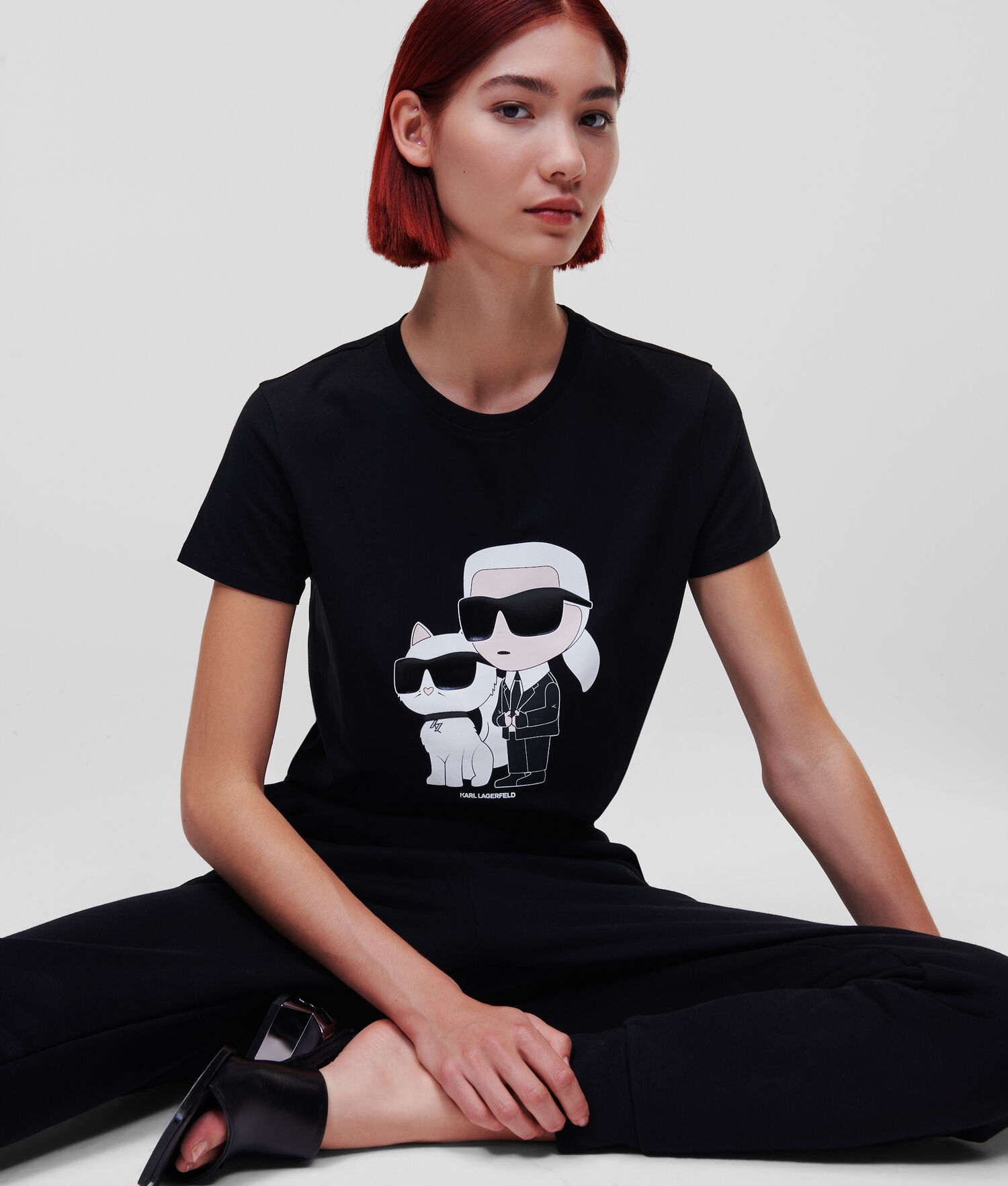 Black Women's Karl Lagerfeld Ikonik 2.0 Karl & Choupette T-Shirts | AE048SWEQ