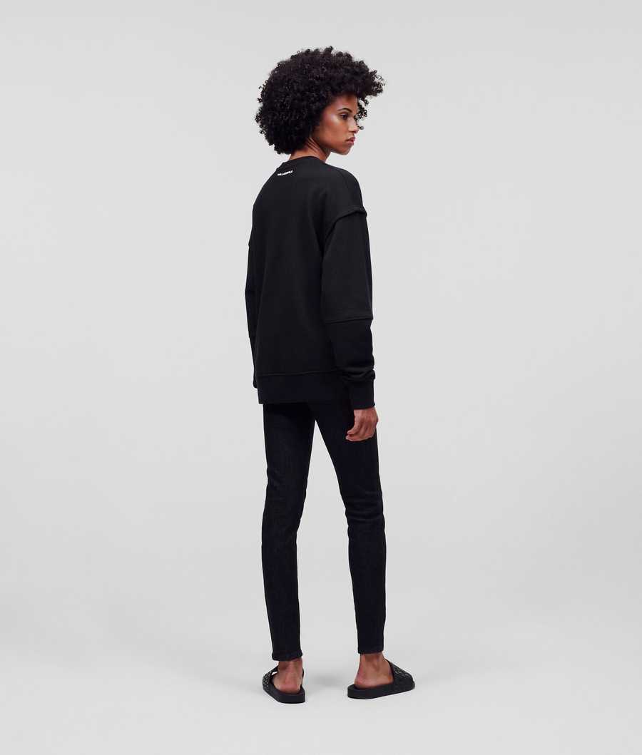 Black Women's Karl Lagerfeld Ikonik 2.0 Relaxed-fit Sweatshirts | AE205YJGV