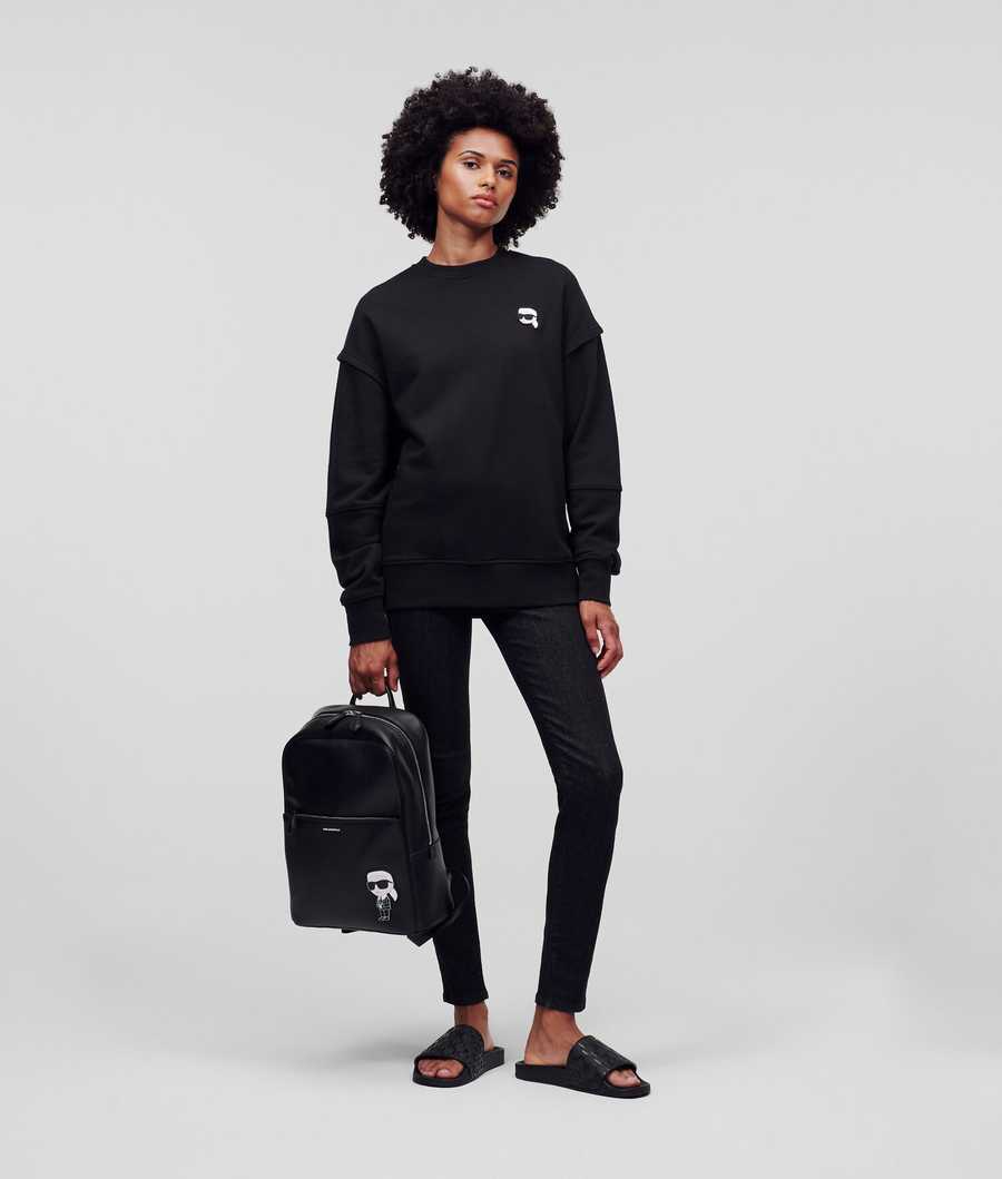 Black Women's Karl Lagerfeld Ikonik 2.0 Relaxed-fit Sweatshirts | AE205YJGV