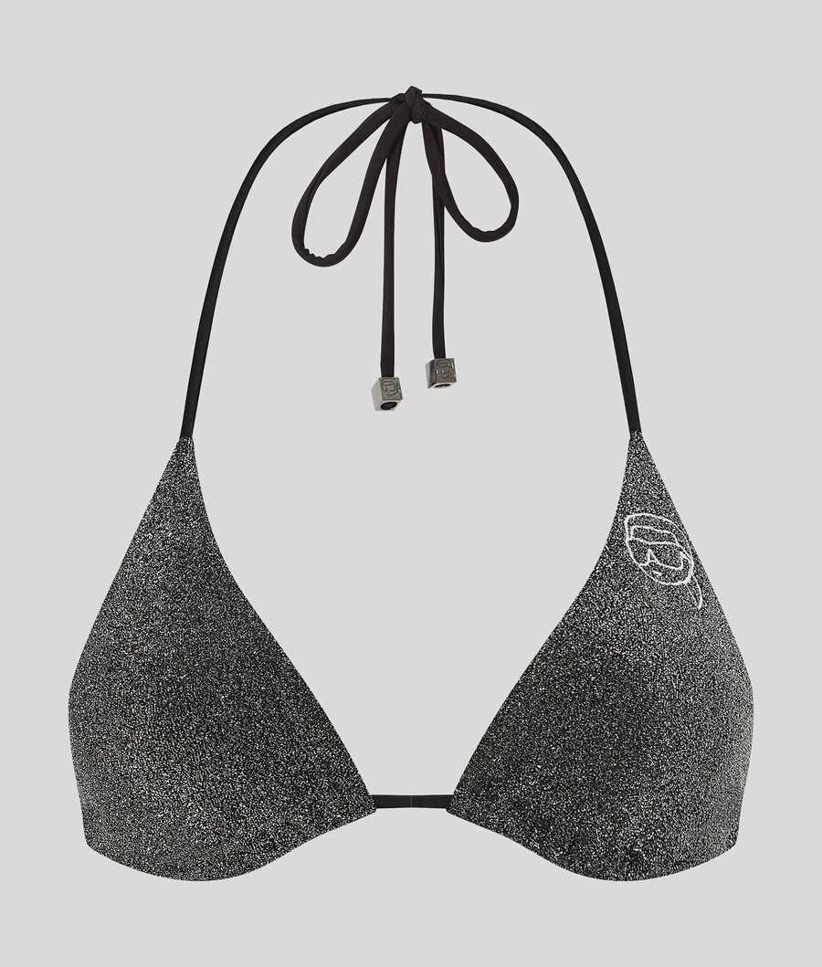 Black Women's Karl Lagerfeld Ikonik 2.0 Lurex Triangle Beachwear | AE236LCGD