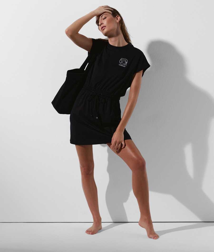 Black Women's Karl Lagerfeld Ikonik 2.0 Beach Dress Beachwear | AE296OFID