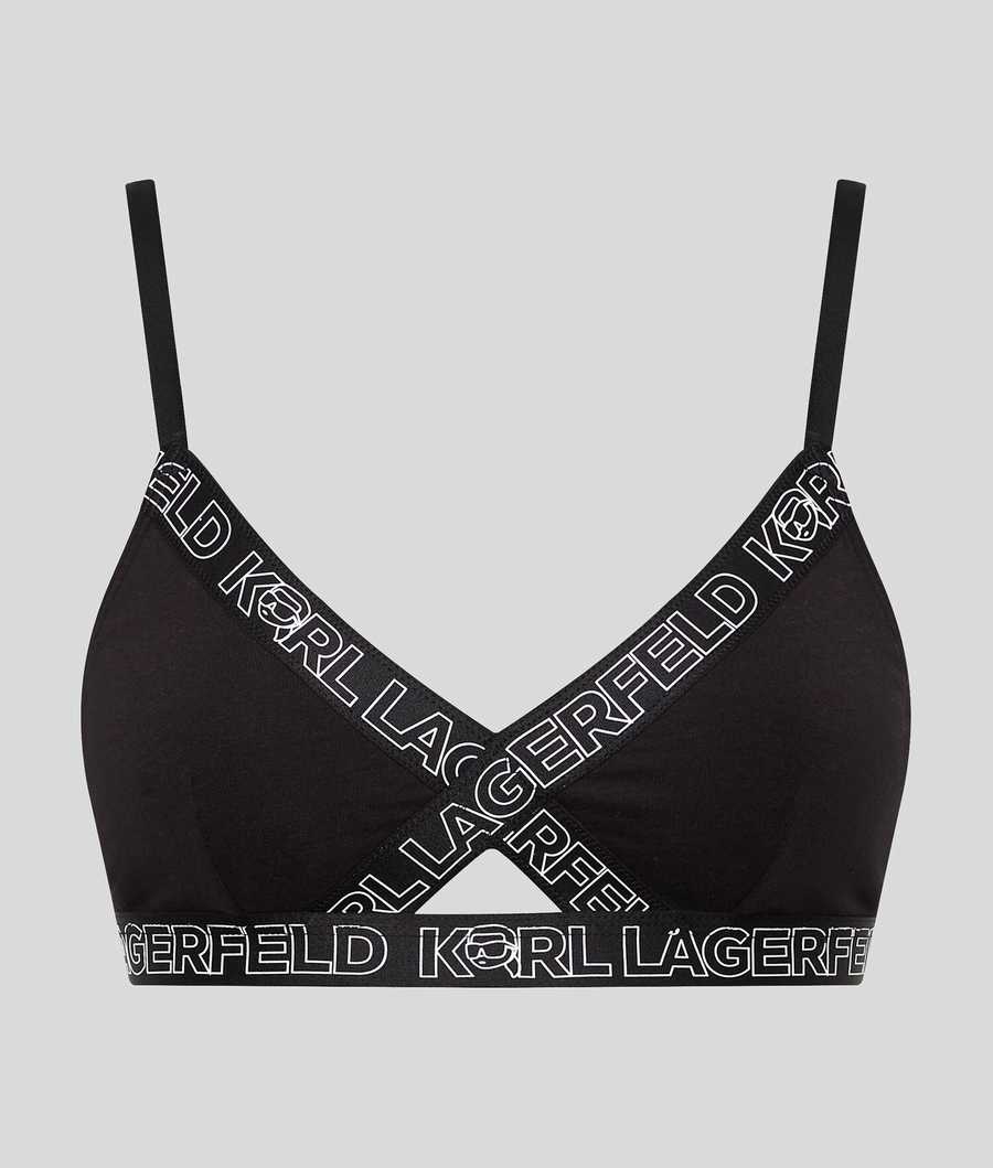 Black Women's Karl Lagerfeld Ikonik 2.0 Peephole Bra Underwear | AE374YLGJ