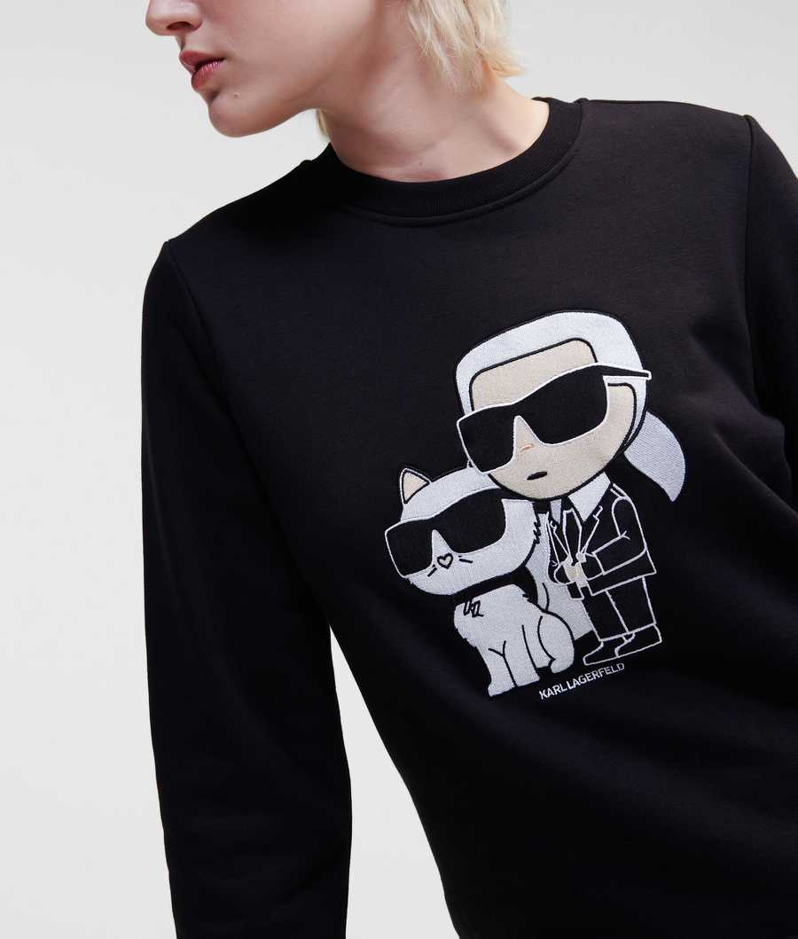 Black Women's Karl Lagerfeld Ikonik 2.0 Karl & Choupette Sweatshirts | AE528GYWM