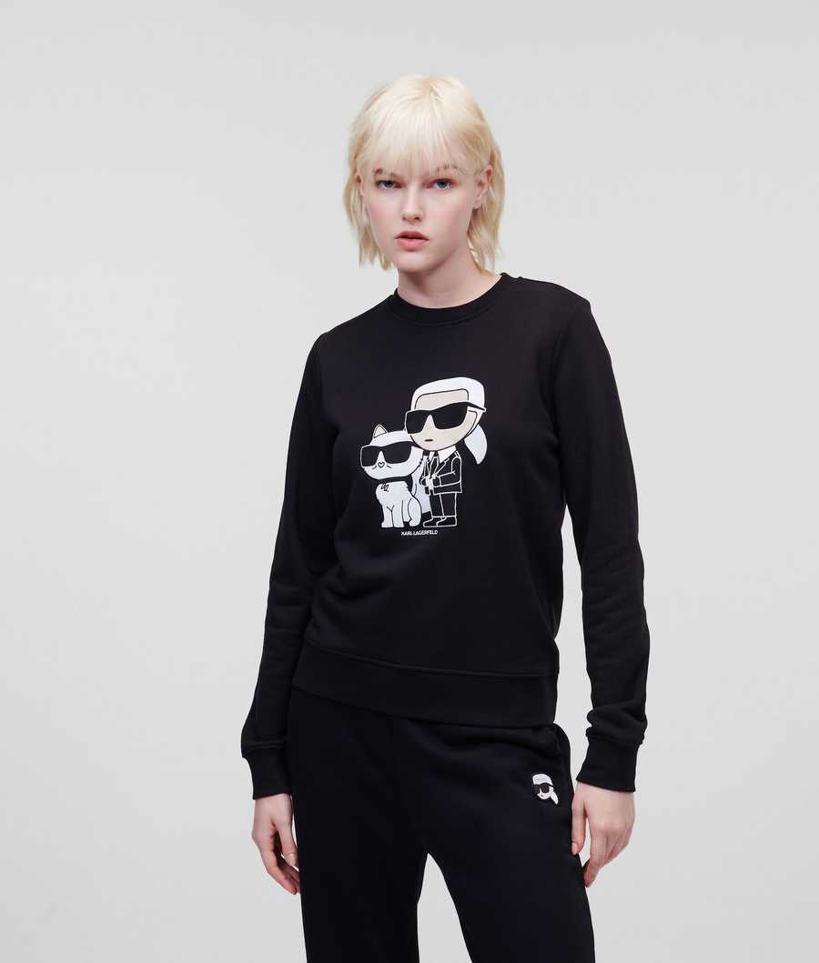 Black Women\'s Karl Lagerfeld Ikonik 2.0 Karl & Choupette Sweatshirts | AE528GYWM