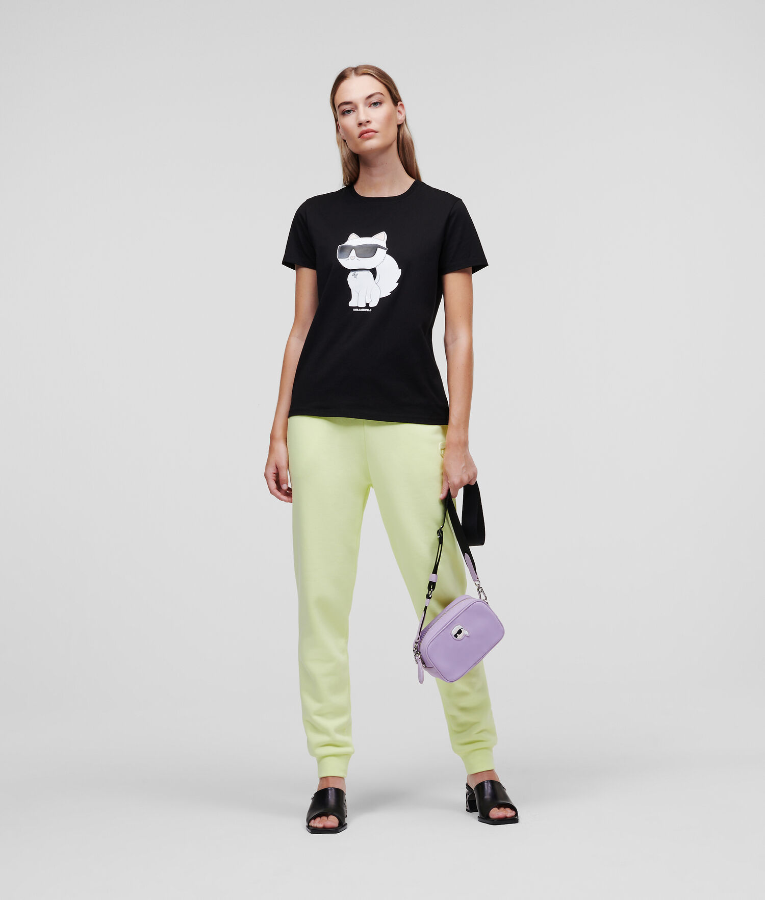 Black Women's Karl Lagerfeld Ikonik 2.0 Choupette T-Shirts | AE745RJGB