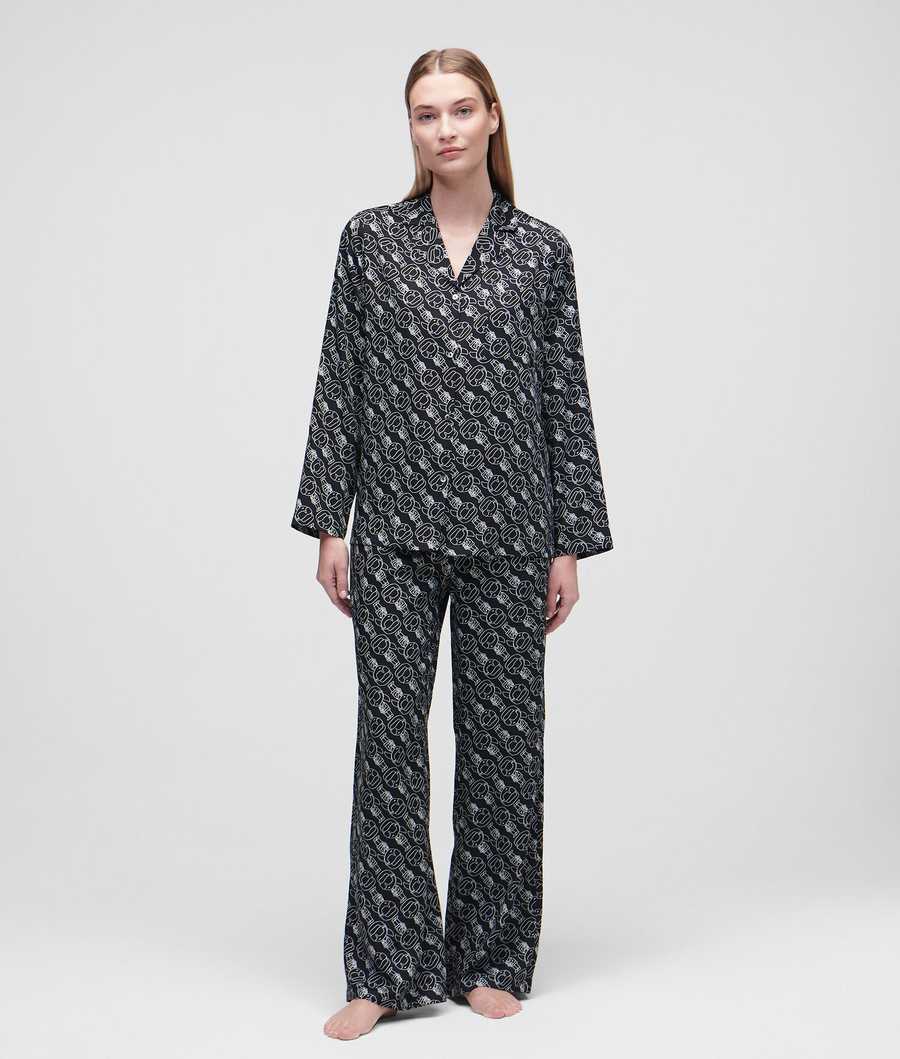 Black Women's Karl Lagerfeld Ikonik 2.0 Long-sleeved Pyjama Set Sleepwear | AE752FMPR