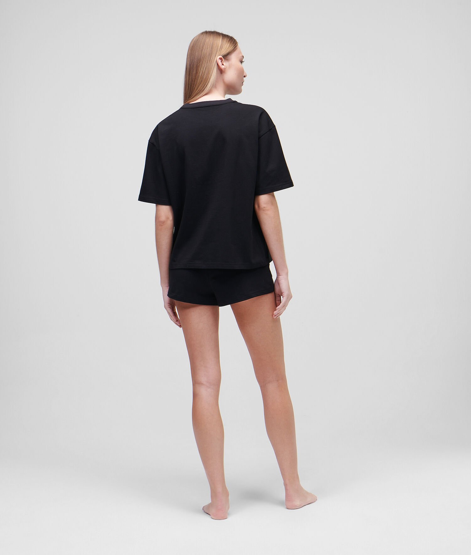 Black Women's Karl Lagerfeld Ikonik 2.0 Shorts & Tee Set Loungewear | AE913ZKUN