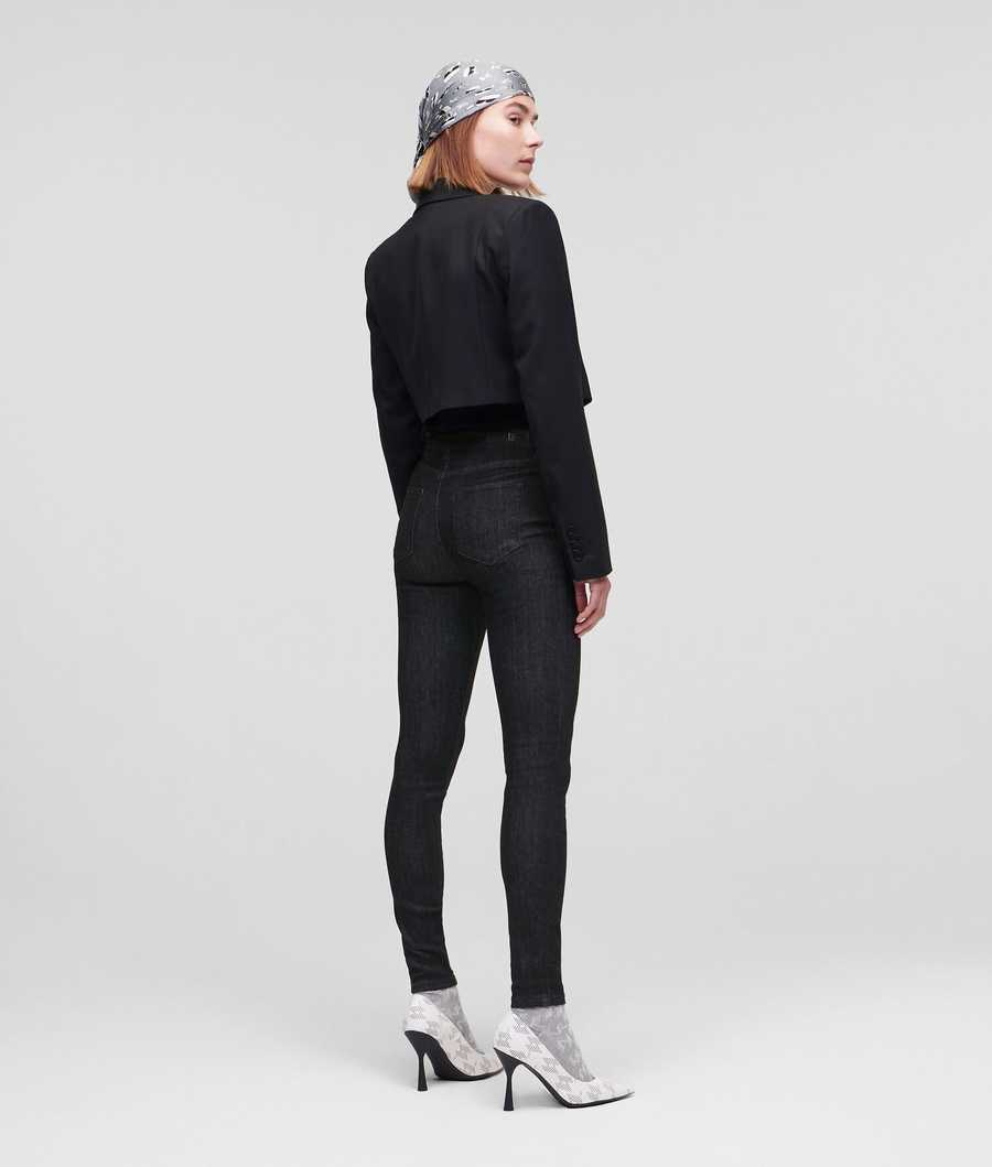 Black Women's Karl Lagerfeld Ikonik Black Skinny Jeans | AE814DATG