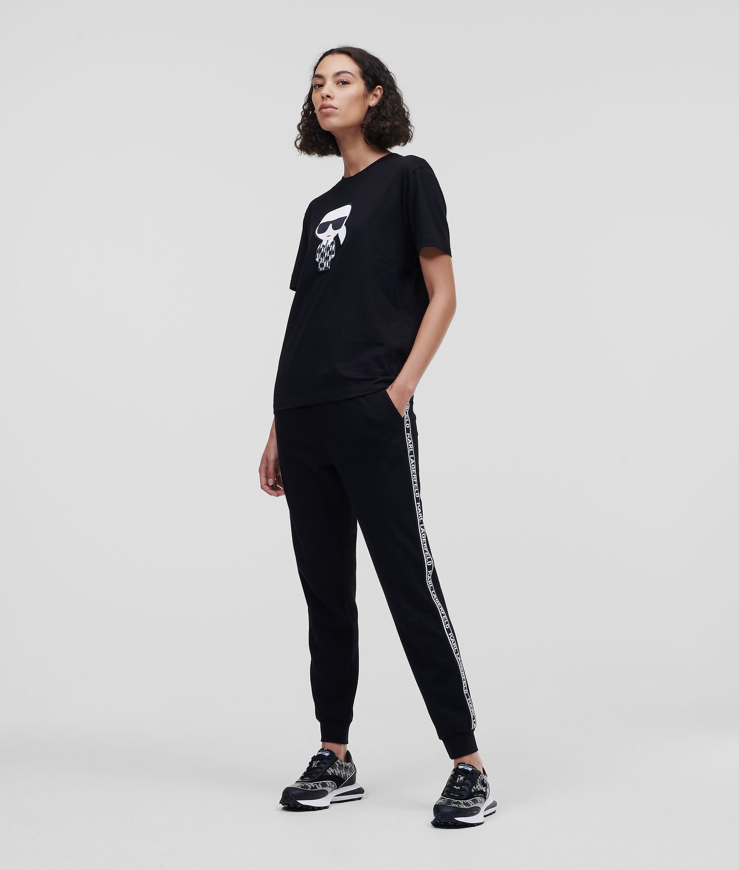 Black Women's Karl Lagerfeld Ikonik Karl Monogram T-Shirts | AE026LASD